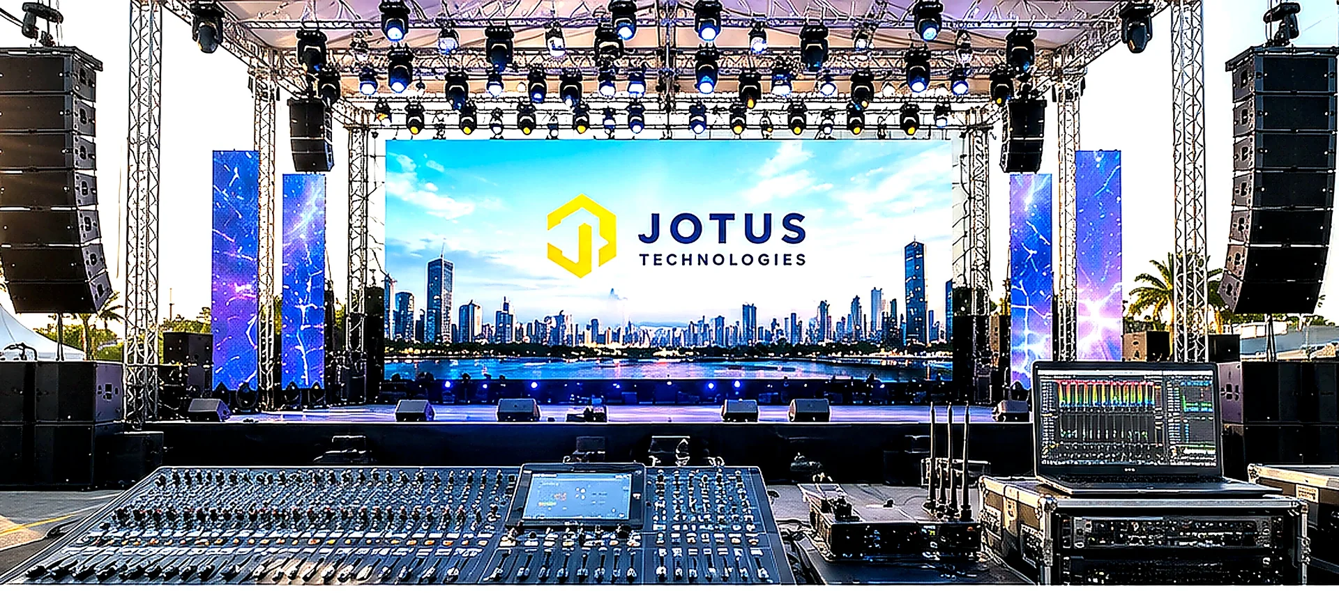Bright LED visuals, staging and production working as one.